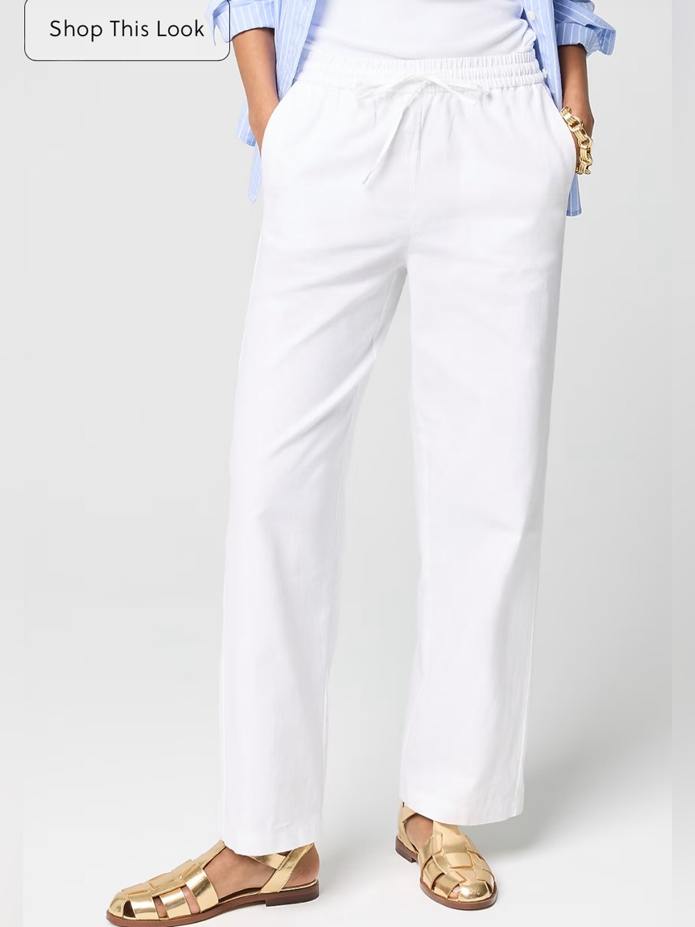 J. Crew Factory Linen-blend slim wide-leg drawstring pant Size 6 NEW with Tags